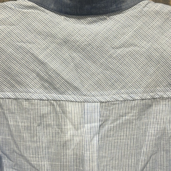 Pharaoh Top NWT 0 Chambray Blue Striped Button Up Japanese Boho Office Neutral - Picture 5 of 8